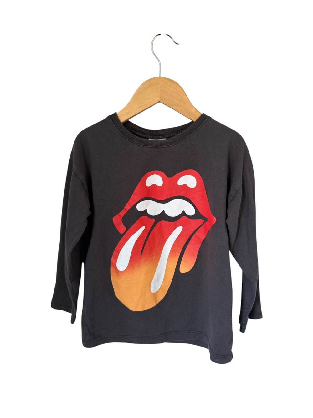Zara The Rolling Stones Long Sleeve Tee with Red & Orange Tongue Graphic 6 years